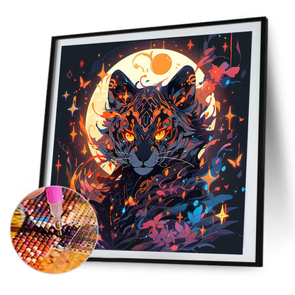 Tiger Under The Moon - Full AB Round Drill Diamond Painting 40*40CM