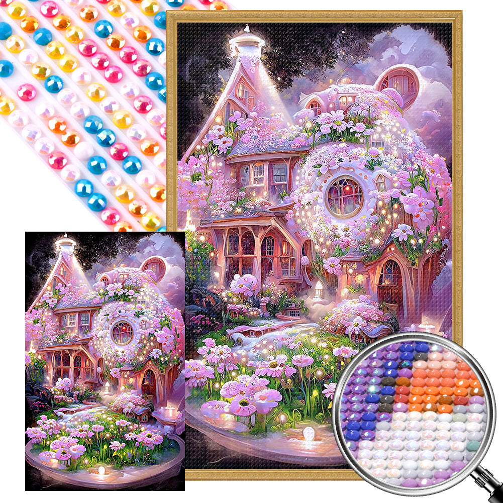 Pink Flower Room - Full AB Round Drill Diamond Painting 40*65CM