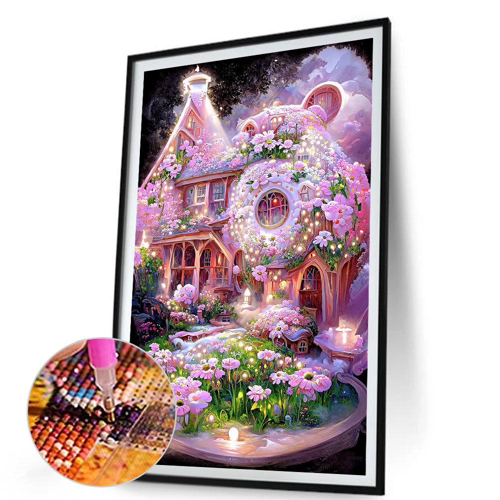 Pink Flower Room - Full AB Round Drill Diamond Painting 40*65CM