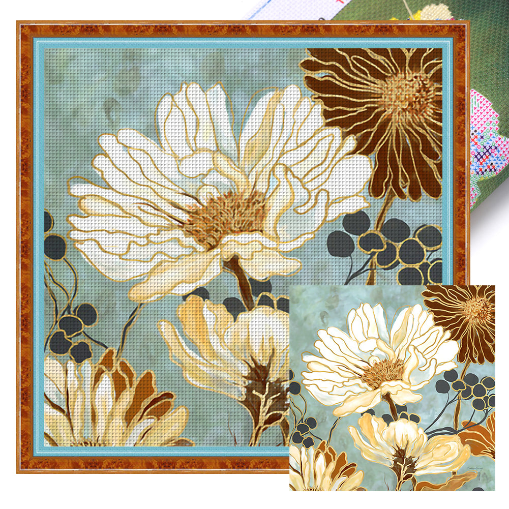 Vintage Flowers - 11CT Stamped Cross Stitch 40*40CM