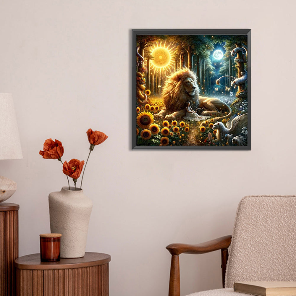 Star And Moon Lion - Full Round Drill Diamond Painting 30*30CM