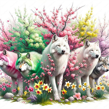 Garden Wolf - Full Round Drill Diamond Painting 30*30CM