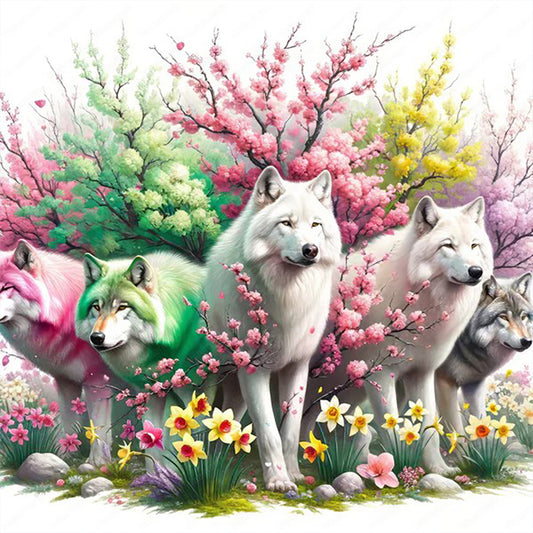 Garden Wolf - Full Round Drill Diamond Painting 30*30CM
