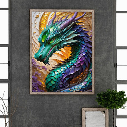 Purple Green Dragon - Full Round Drill Diamond Painting 30*40CM