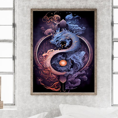 Tai Chi Yin Yang Dragon - Full Round Drill Diamond Painting 30*40CM