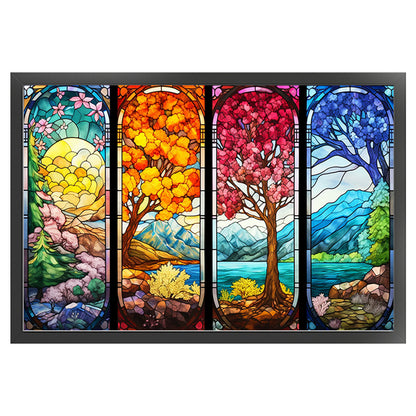Glass Painting-Four Seasons Tree - 11CT Stamped Cross Stitch 60*40CM