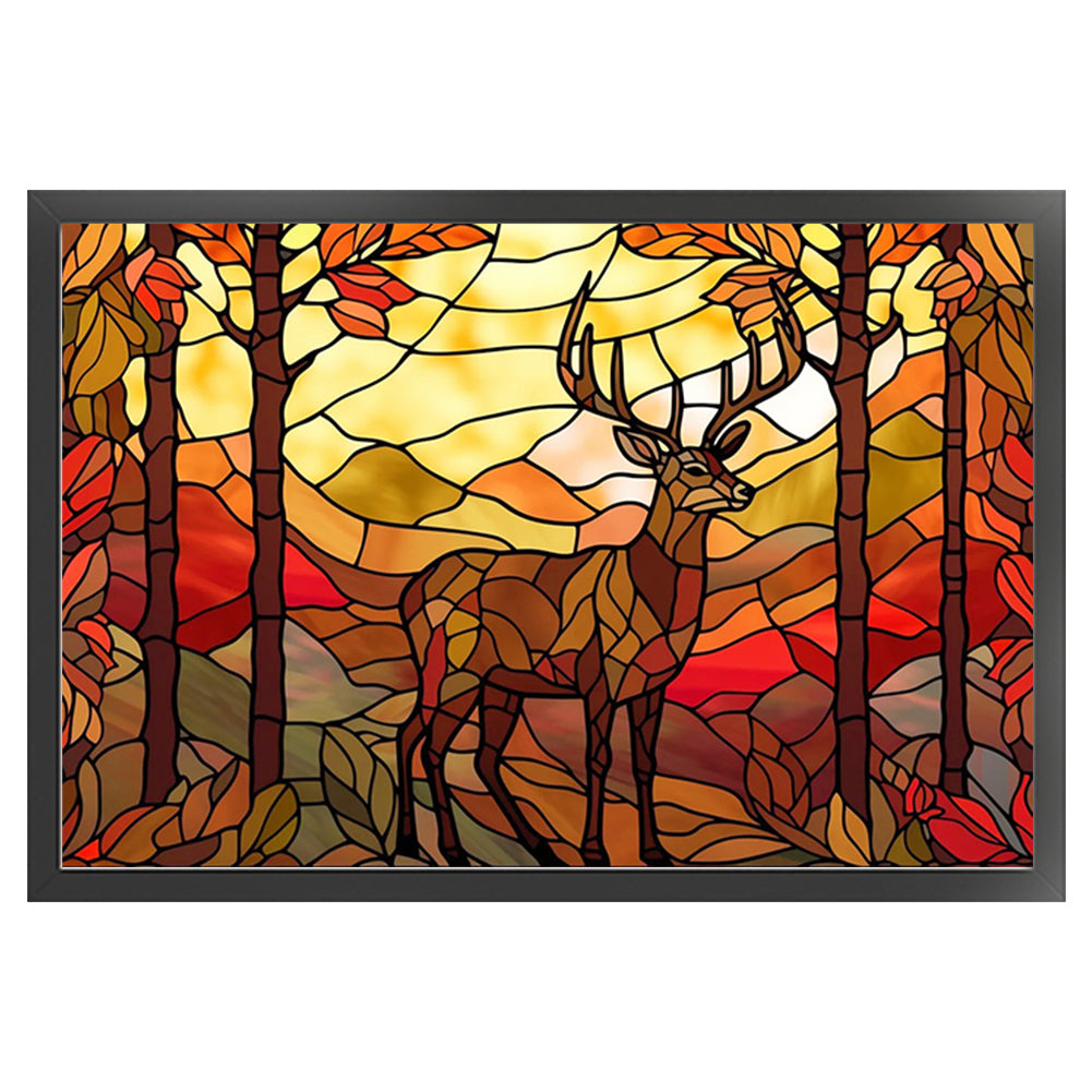 Glass Painting-Elk - 11CT Stamped Cross Stitch 60*40CM