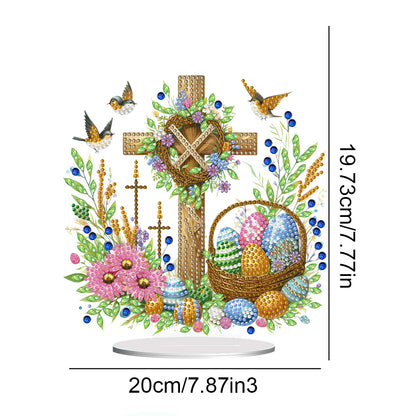 Cross Easter Egg Diamond Painting Tabletop Ornament Kit for Home Office Decor