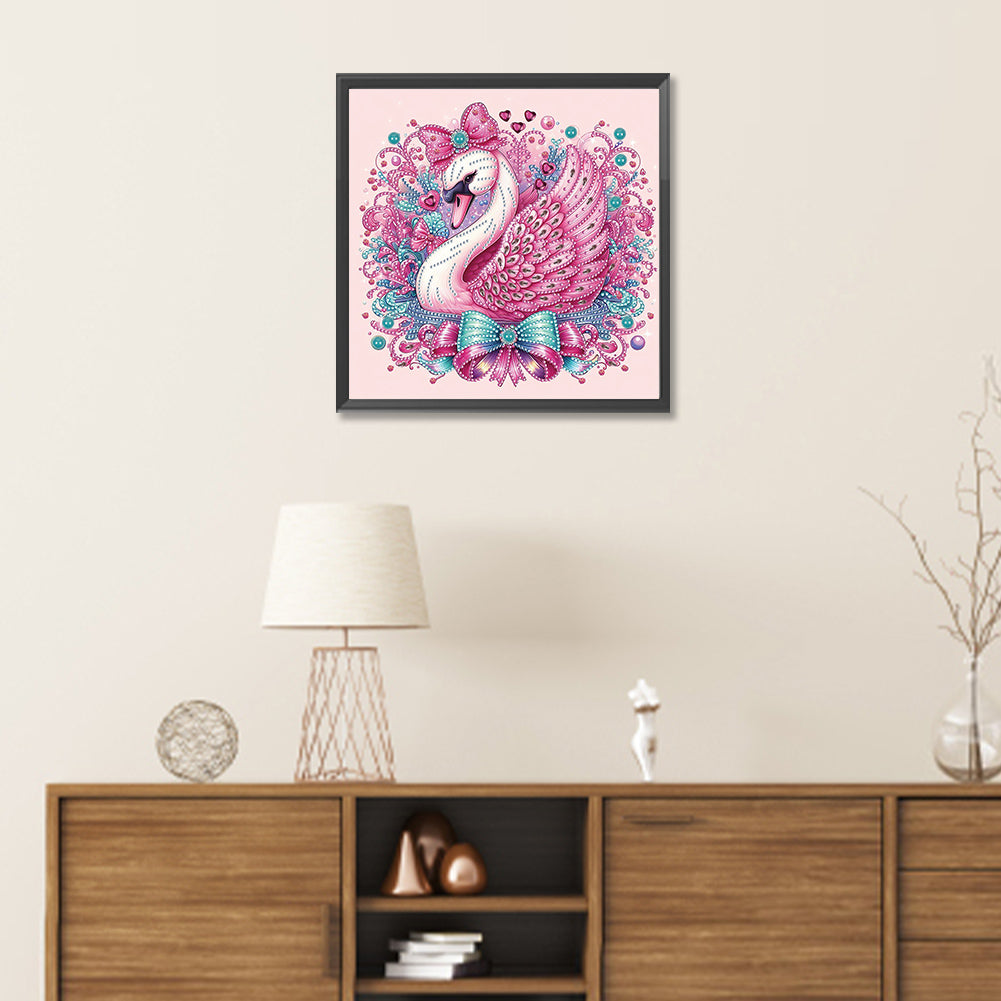Pink Swan - Special Shaped Drill Diamond Painting 30*30CM