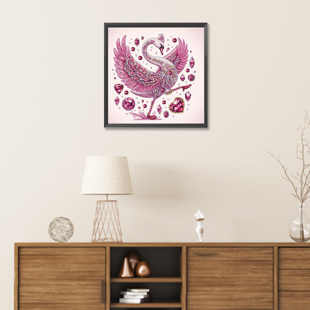 Pink Swan - Special Shaped Drill Diamond Painting 30*30CM