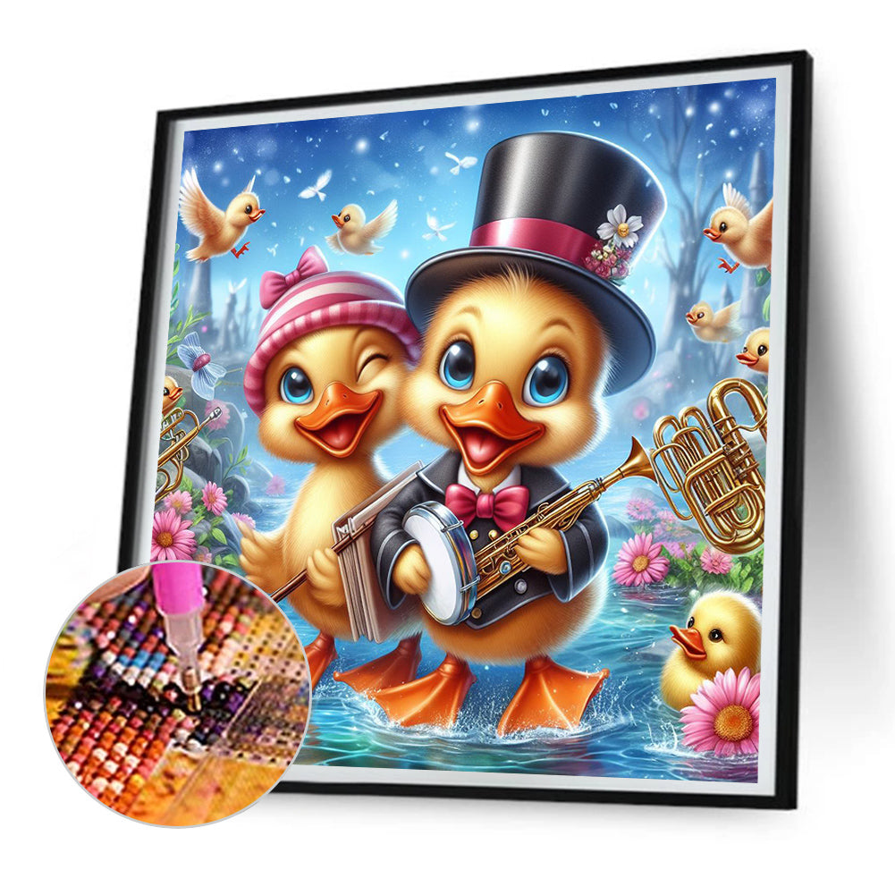 Two Little Yellow Ducks - Full Round Drill Diamond Painting 30*30CM