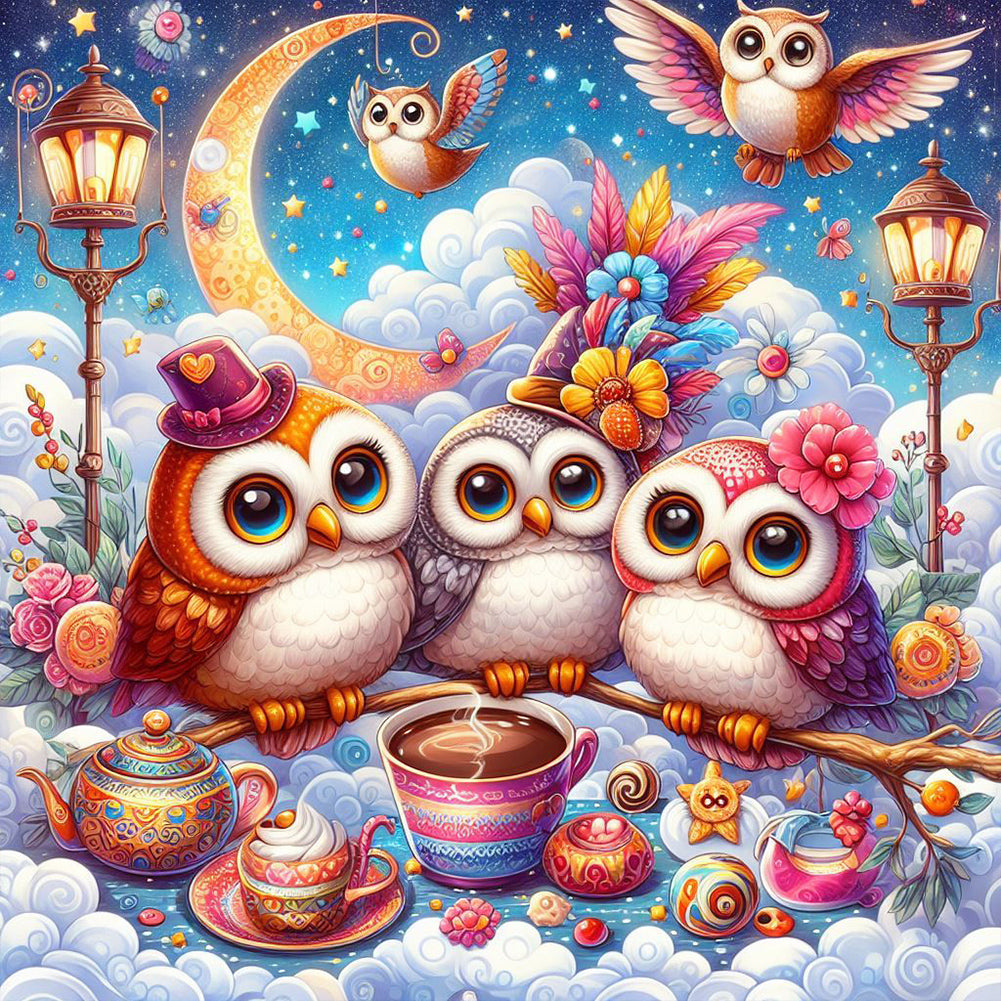 Owl - Full Round Drill Diamond Painting 30*30CM