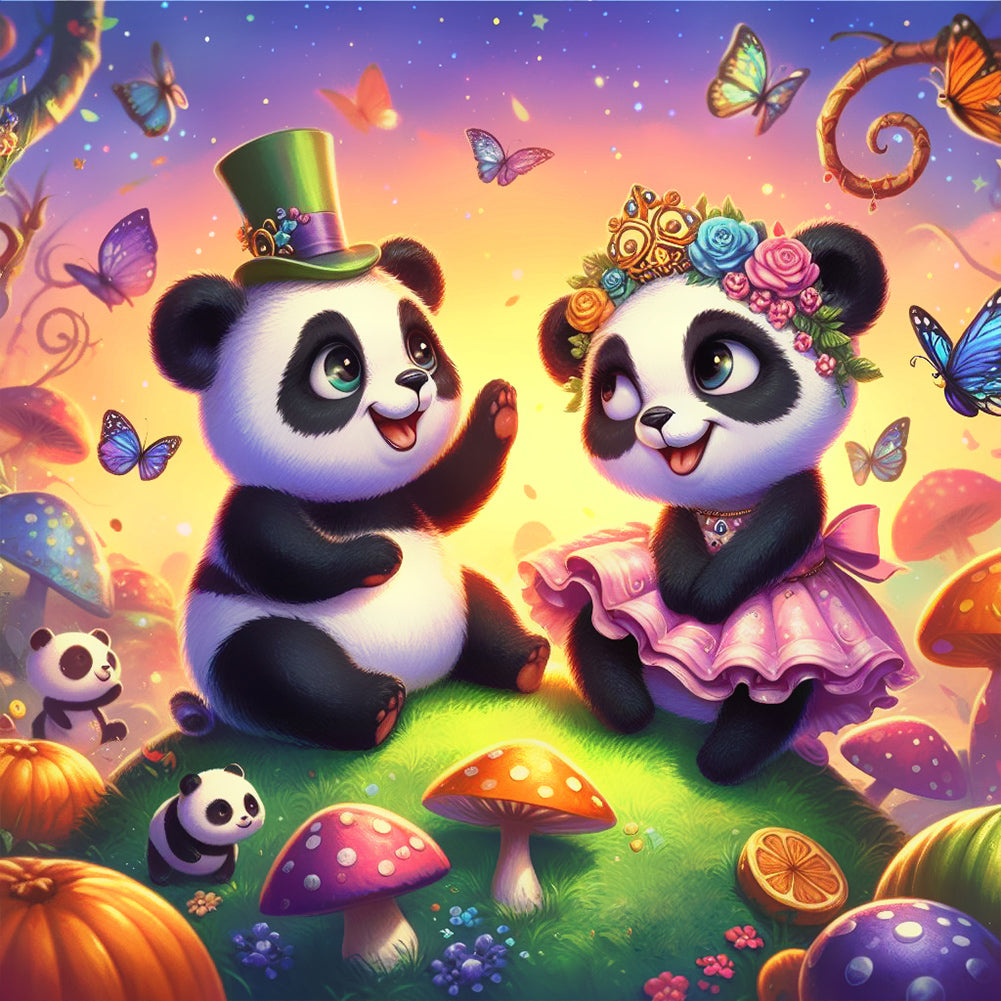 Two Pandas - Full Round Drill Diamond Painting 30*30CM