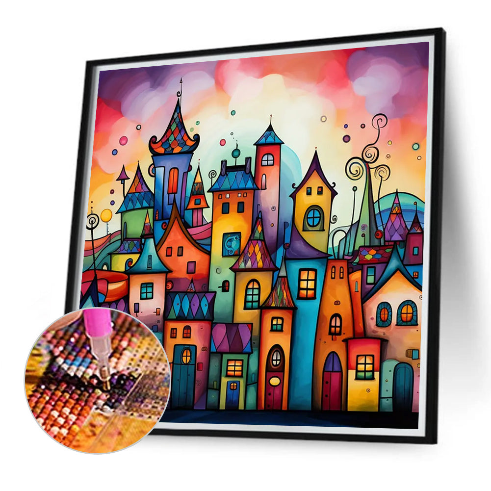 Street House - Full Round Drill Diamond Painting 40*40CM