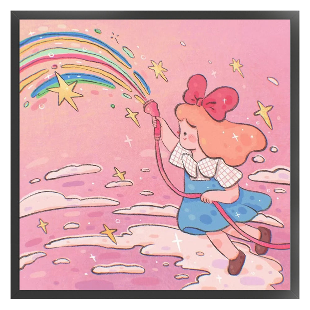 Little Girl Letting Off A Rainbow - 11CT Stamped Cross Stitch 50*50CM