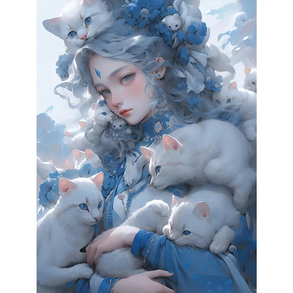 Cat Girl - 11CT Stamped Cross Stitch 40*55CM