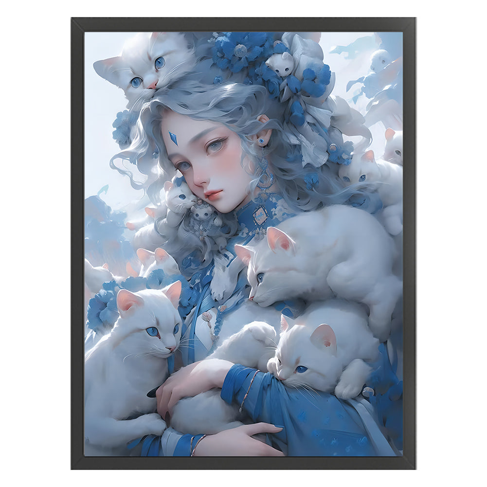 Cat Girl - 11CT Stamped Cross Stitch 40*55CM