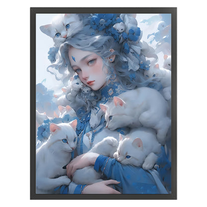 Cat Girl - 11CT Stamped Cross Stitch 40*55CM