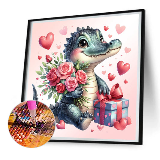 Love Rose Crocodile - Full Round Drill Diamond Painting 30*30CM