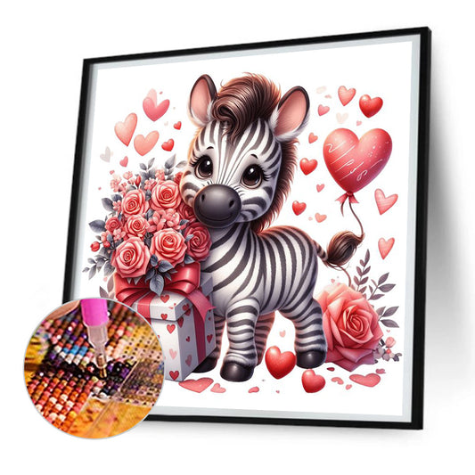 Heart Rose Zebra - Full Round Drill Diamond Painting 30*30CM