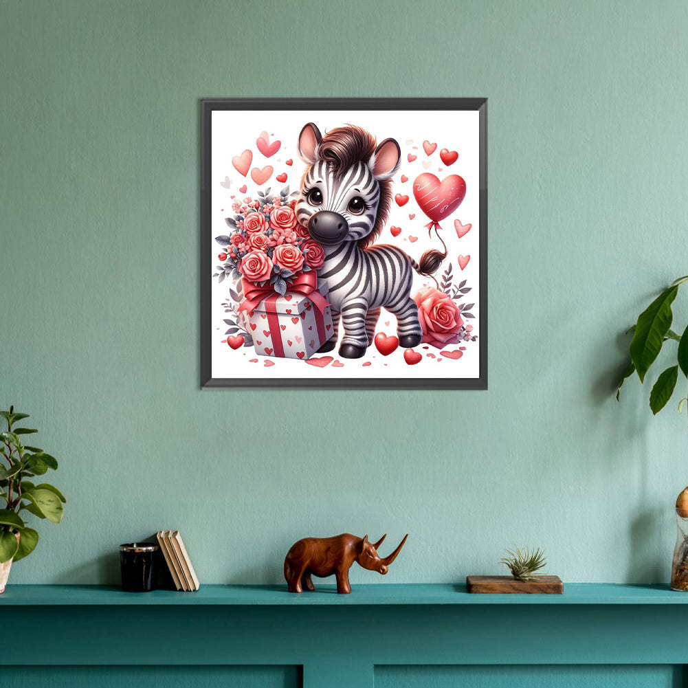 Heart Rose Zebra - Full Round Drill Diamond Painting 30*30CM