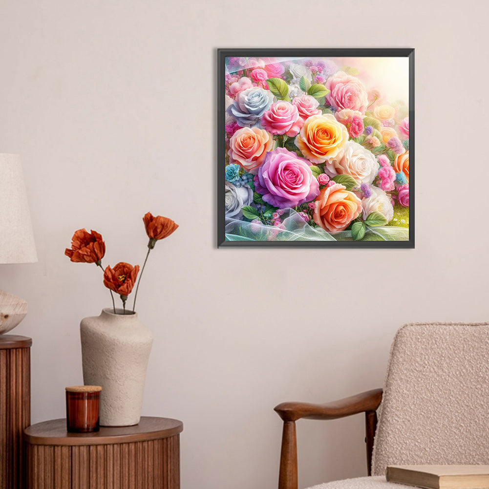 Rose Bouquet - Full Round Drill Diamond Painting 30*30CM