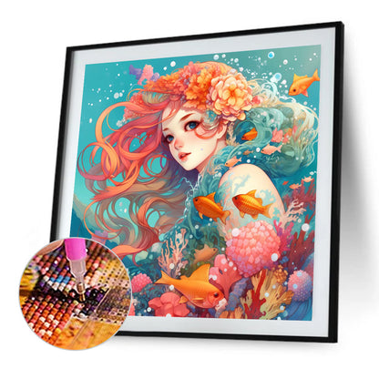 Mermaid Girl - Full AB Round Drill Diamond Painting 40*40CM