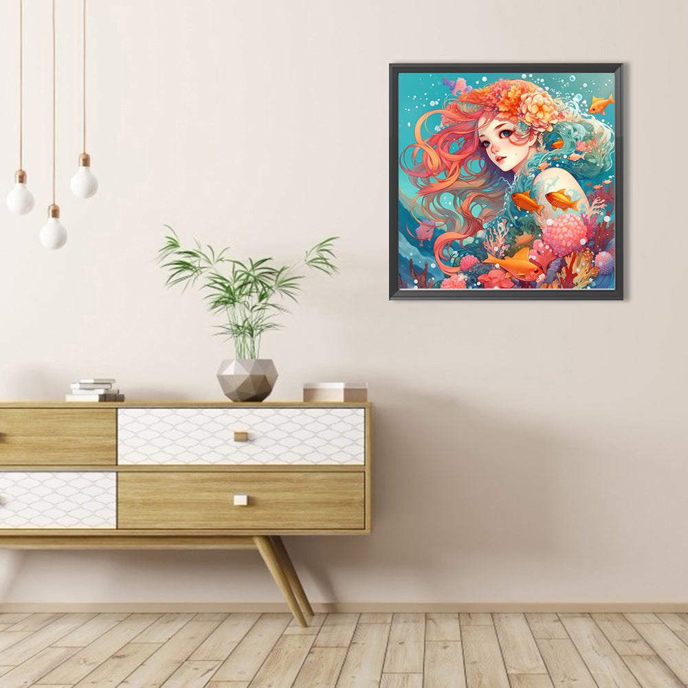 Mermaid Girl - Full AB Round Drill Diamond Painting 40*40CM