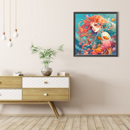 Mermaid Girl - Full AB Round Drill Diamond Painting 40*40CM