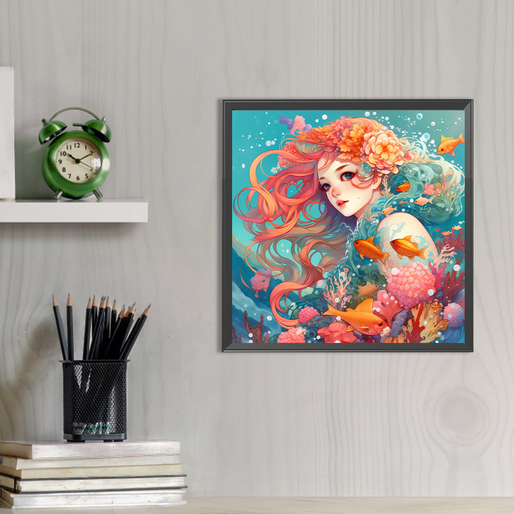 Mermaid Girl - Full AB Round Drill Diamond Painting 40*40CM