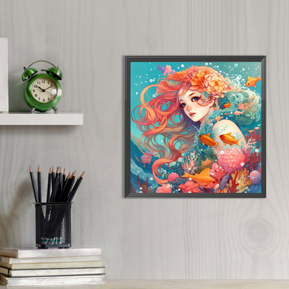 Mermaid Girl - Full AB Round Drill Diamond Painting 40*40CM
