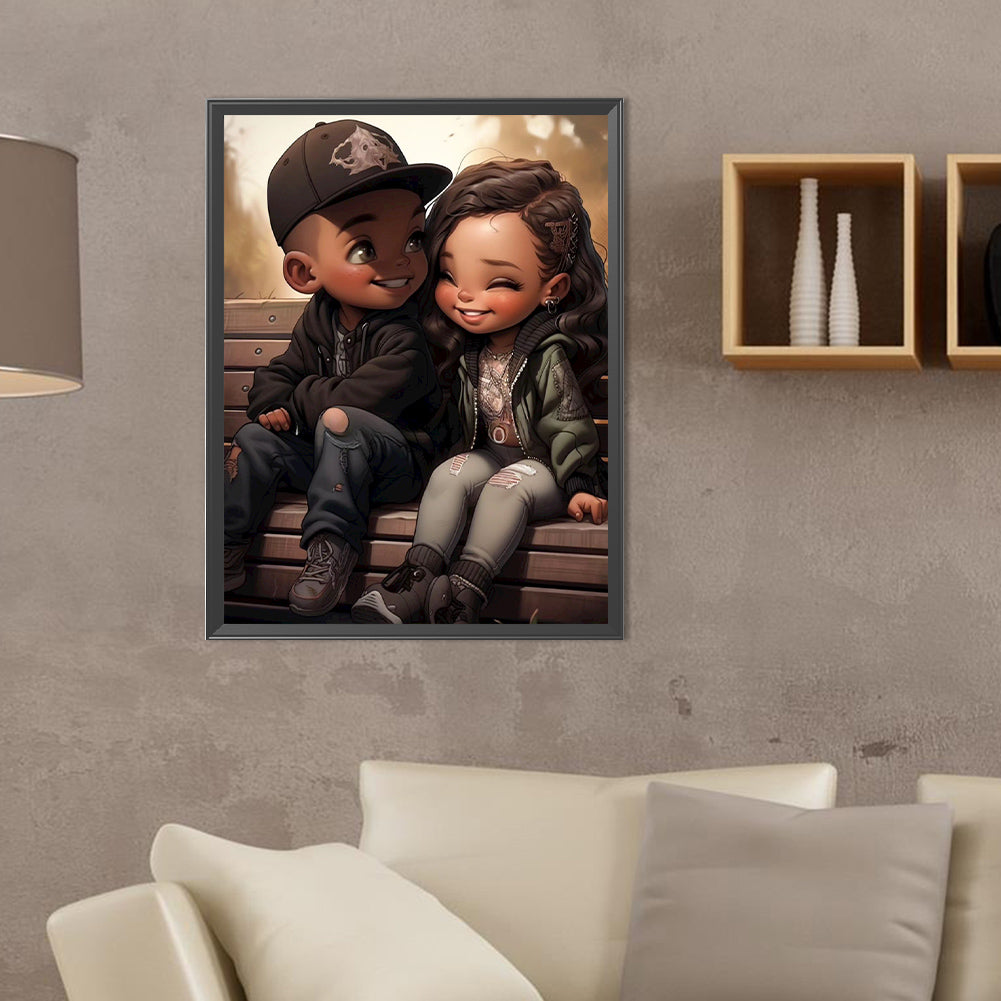 Sweet Couple - Full Round Drill Diamond Painting 30*40CM