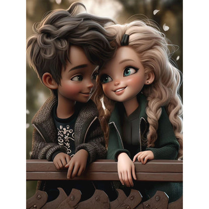 Sweet Couple - Full Round Drill Diamond Painting 30*40CM