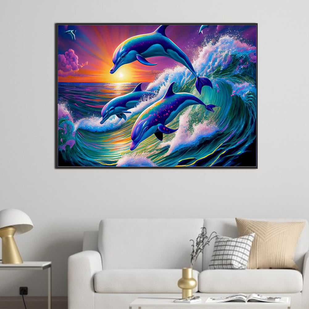 Dolphin - Full Square Drill Diamond Painting 70*50CM