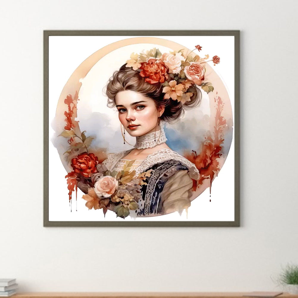 French Elegant Lady - Full Round Drill Diamond Painting 30*30CM