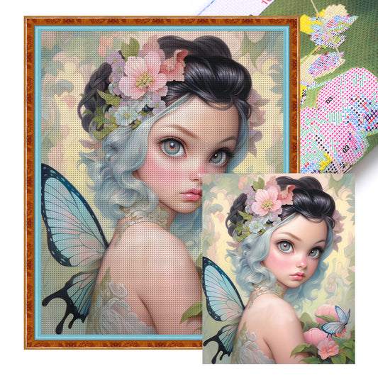 Butterfly Fairy Girl - 11CT Stamped Cross Stitch 50*60CM