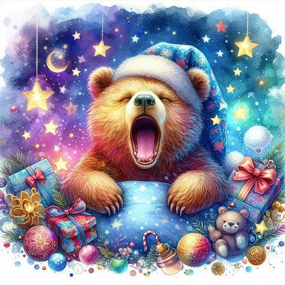 The Waking Little Bear And The Galaxy - Full Round Drill Diamond Painting 40*40CM