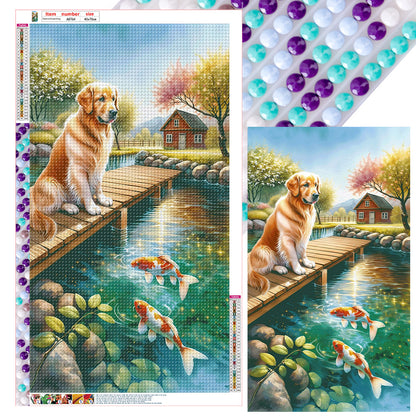 Dog And Fish - Full Round Drill Diamond Painting 40*70CM