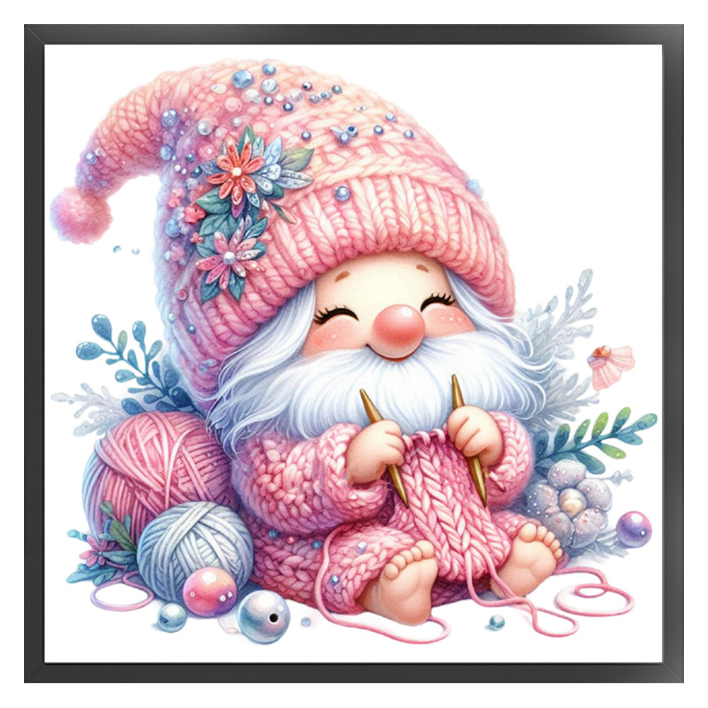 Gnome Knitting A Sweater - 11CT Stamped Cross Stitch 45*45CM