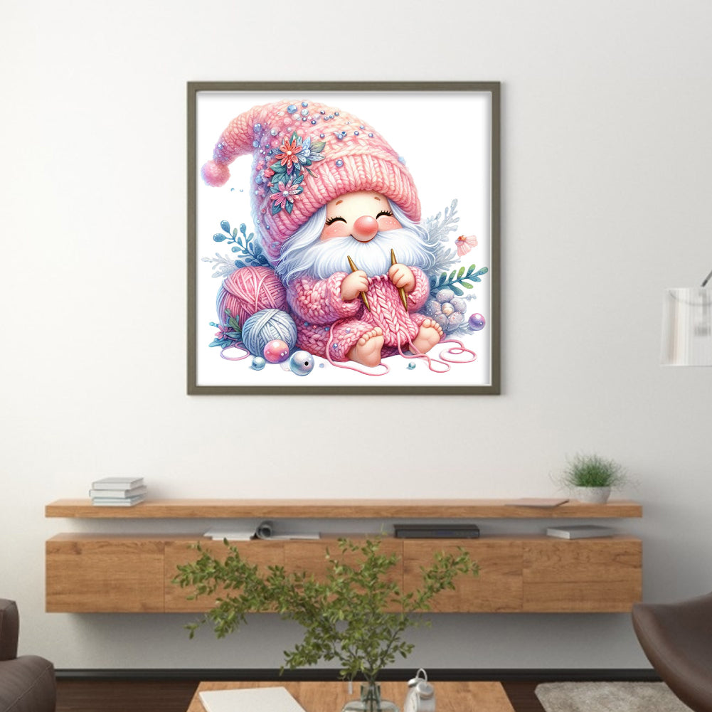 Gnome Knitting A Sweater - 11CT Stamped Cross Stitch 45*45CM