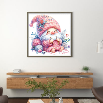 Gnome Knitting A Sweater - 11CT Stamped Cross Stitch 45*45CM