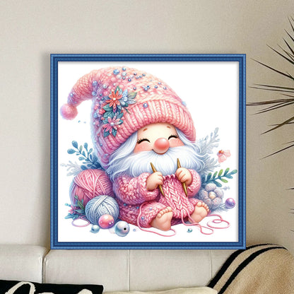 Gnome Knitting A Sweater - 11CT Stamped Cross Stitch 45*45CM