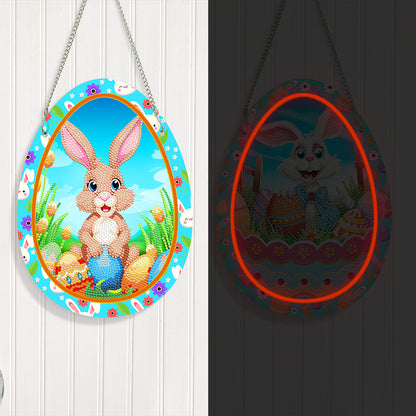 Special Shaped Cute Rabbit Diamond Painting Suncatcher Cute with Light (Brown)