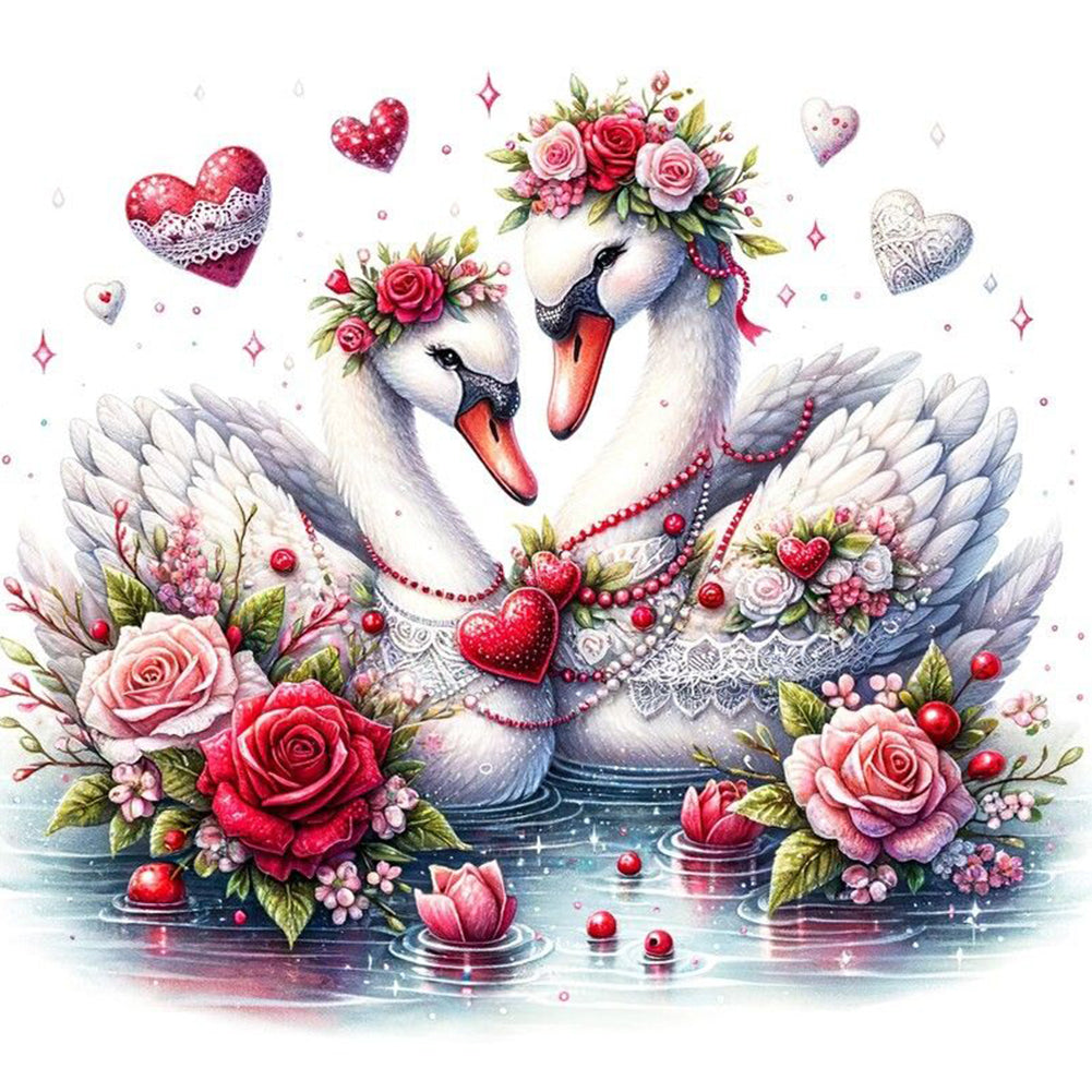 Two Swans - Full Round Drill Diamond Painting 30*30CM