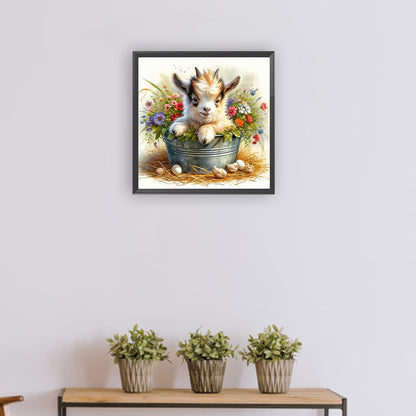 Iron Bucket Lamb - Full Round Drill Diamond Painting 30*30CM