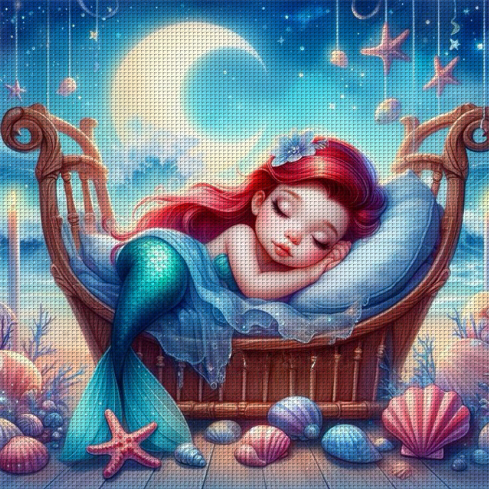 Disney-Princess Ariel - 18CT Stamped Cross Stitch 30*30CM