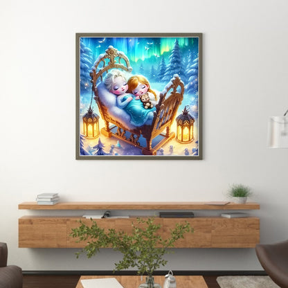 Disney-Princess Elsa And Anna - 18CT Stamped Cross Stitch 30*30CM
