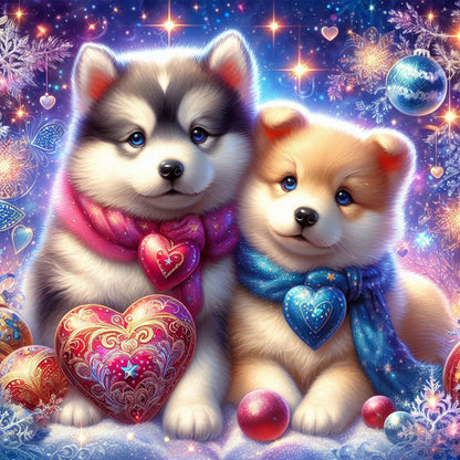 Dog And Dog - Full Round Drill Diamond Painting 30*30CM