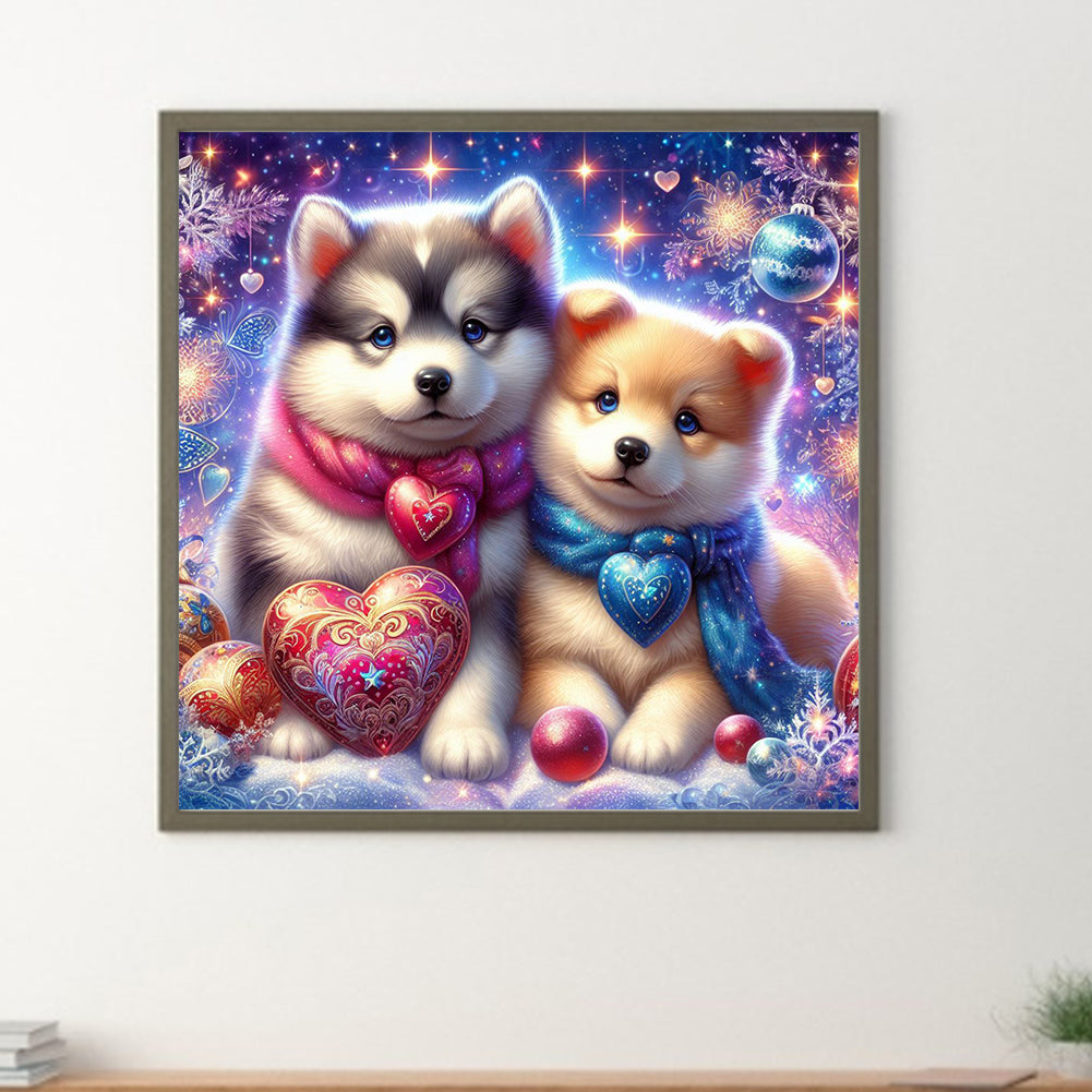 Dog And Dog - Full Round Drill Diamond Painting 30*30CM