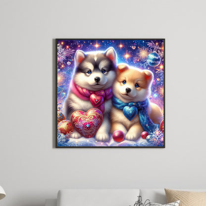 Dog And Dog - Full Round Drill Diamond Painting 30*30CM